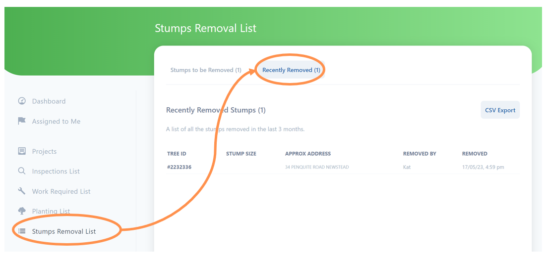 Stumps recently removed