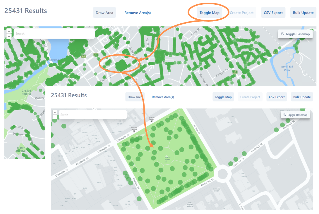 Data Analyser toggle map