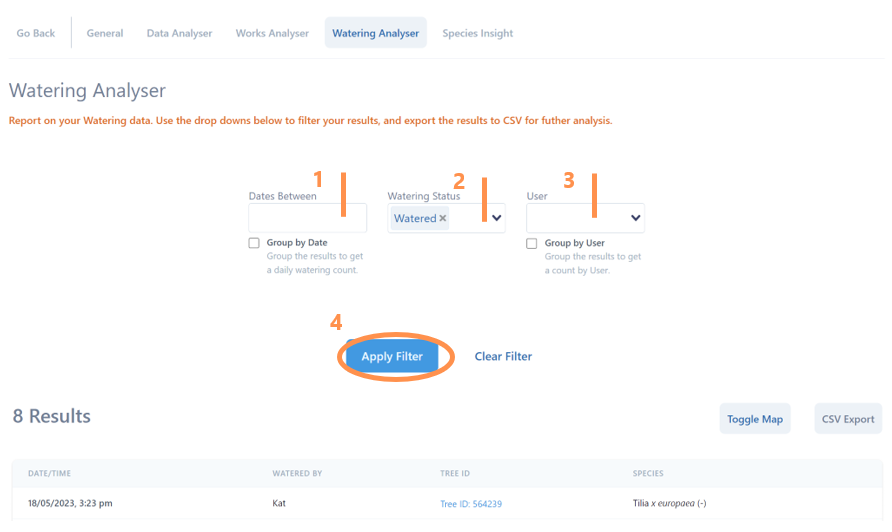 water analyser filter