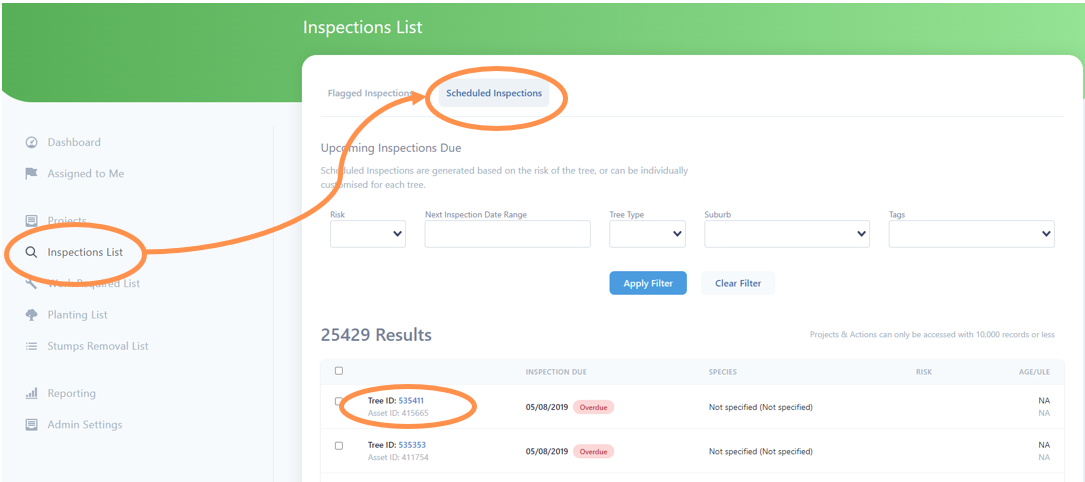 Scheduled Inspections