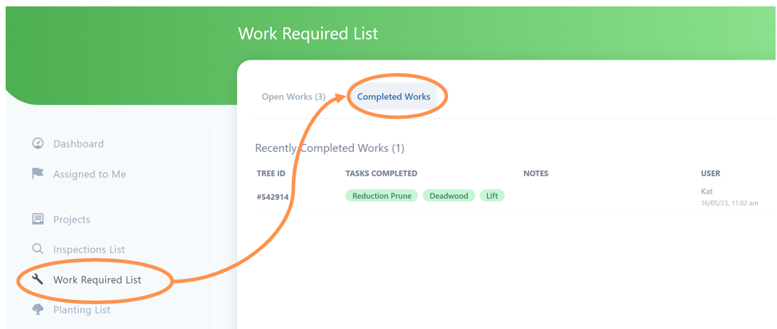 completed works list